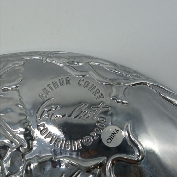Arthur Court 2000 Grape 8" Pedestal Dessert/cheese Plate & Glass Dome Lid Silver - Picture 5 of 7